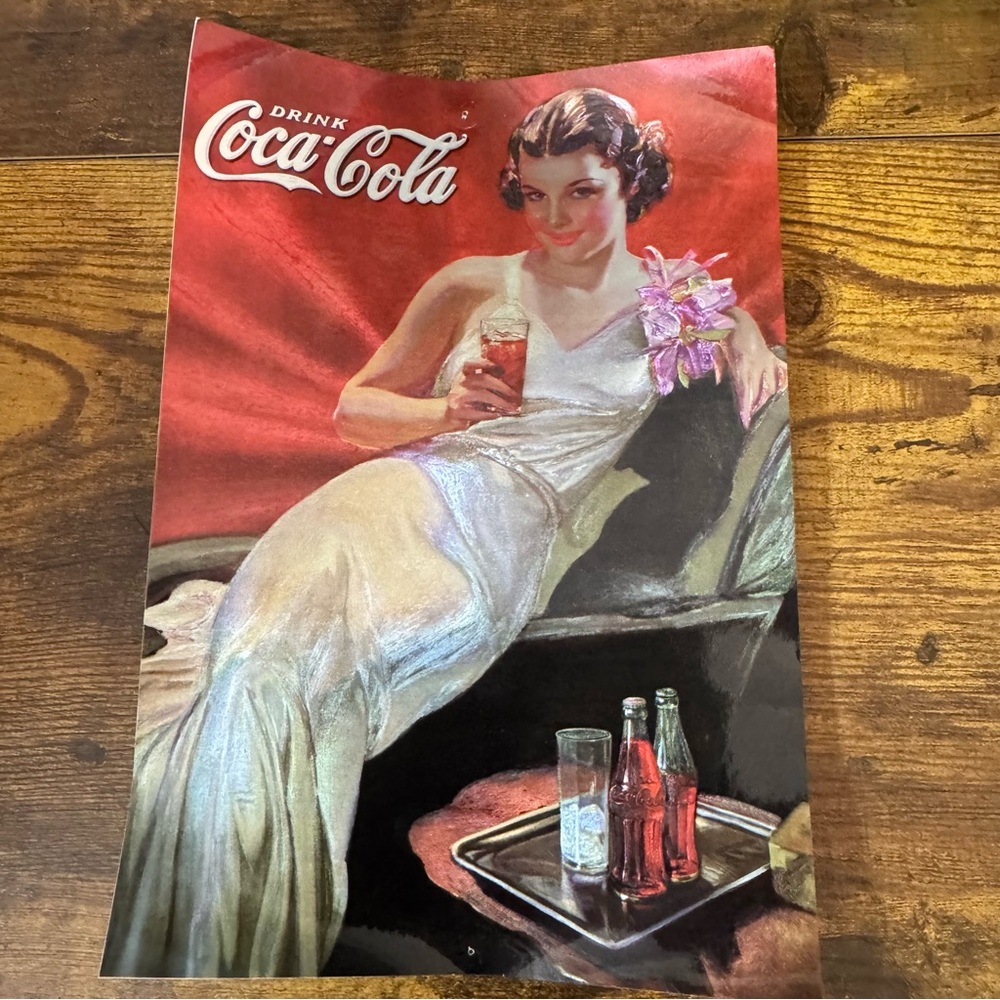 Coca Cola Pin Up Girl Print Metallic Photo Finish 1936 Ad‎ Retro Art